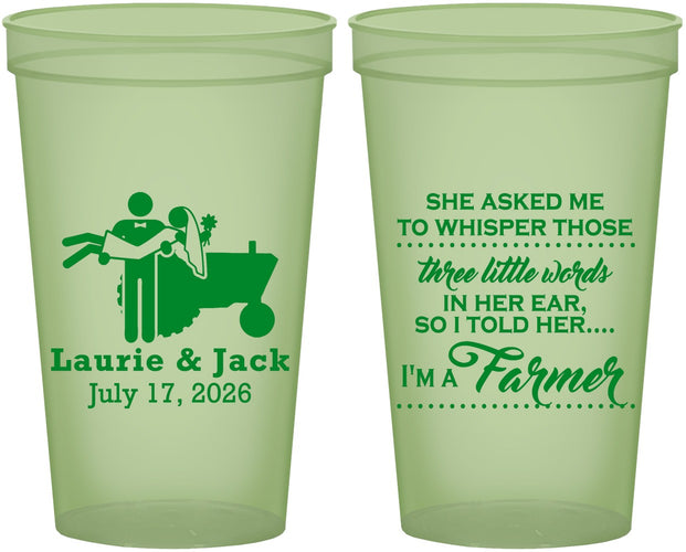 Custom Wedding 22 oz Glow In The Dark Cups - Farmer Tractor | 244