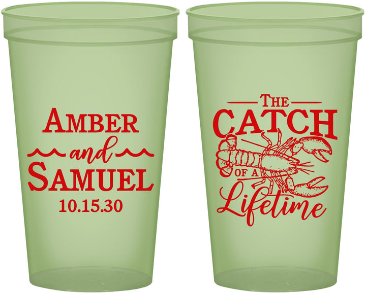 Custom Wedding 22 oz Glow In The Dark Cups - Catch Of A Lifetime Lobster | 245