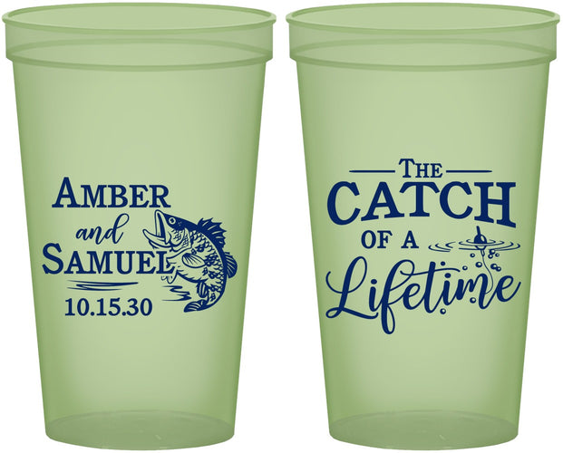 Custom Wedding 22 oz Glow In The Dark Cups - Catch Of A Lifetime Fish | 246