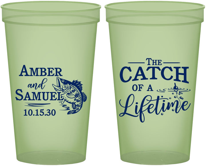 Custom Wedding 22 oz Glow In The Dark Cups - Catch Of A Lifetime Fish | 246