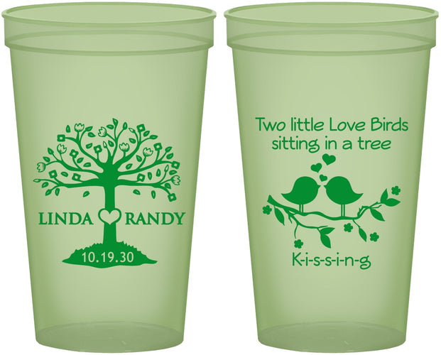 Custom Wedding 22 oz Glow In The Dark Cups - Two Little Love Birds | 249