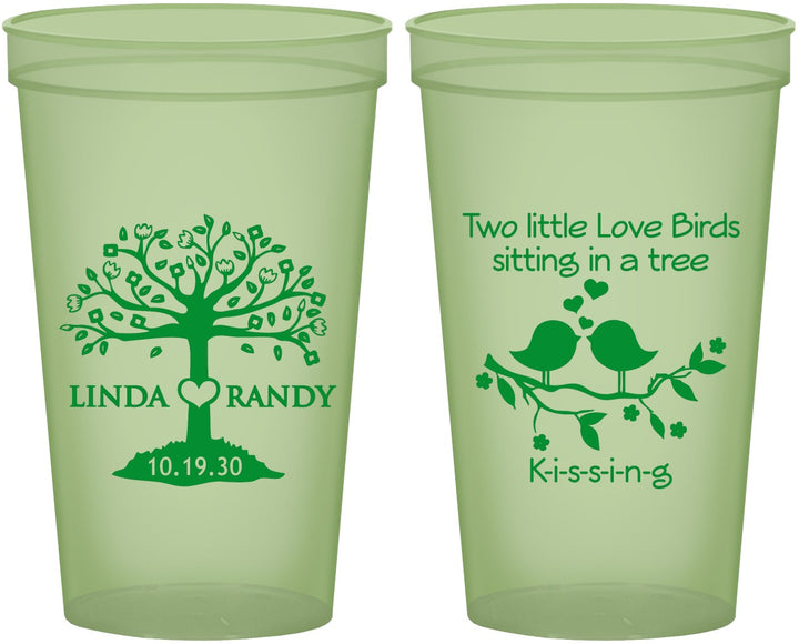 Custom Wedding 22 oz Glow In The Dark Cups - Two Little Love Birds | 249