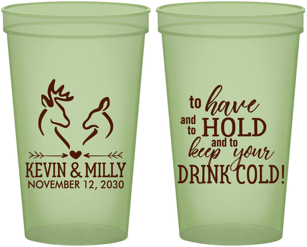 Custom Wedding 22 oz Glow In The Dark Cups - To Have And To Hold | 250