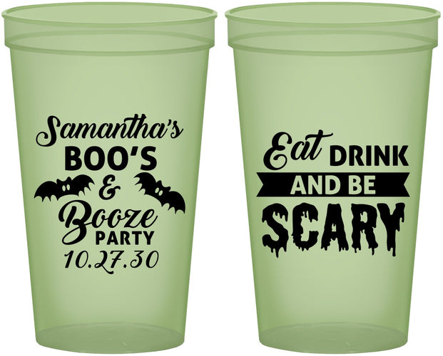 Custom Halloween 22 oz Glow In The Dark Cups - Boo Booze Scary | 250000