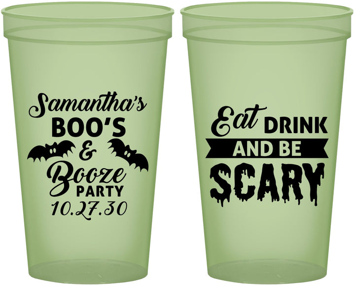 Custom Halloween 22 oz Glow In The Dark Cups - Boo Booze Scary | 250000