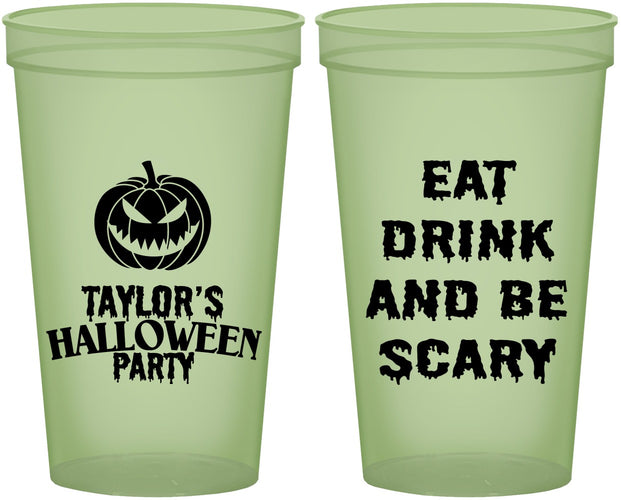 Custom Halloween 22 oz Glow In The Dark Cups - Scary Pumpkin | 250008