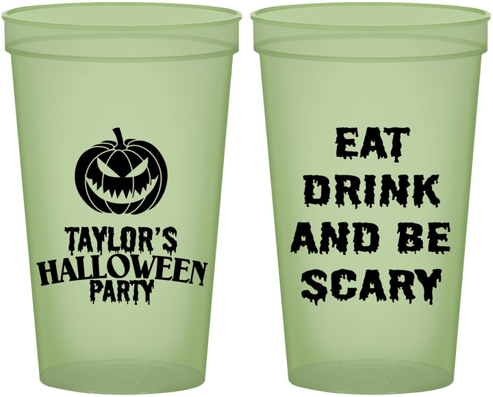 Custom Halloween 22 oz Glow In The Dark Cups - Scary Pumpkin | 250008