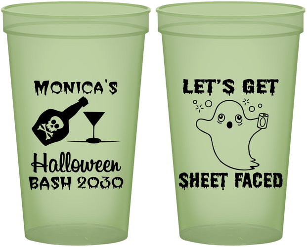 Custom Halloween 22 oz Glow In The Dark Cups - Ghost Sheet Faced | 250009