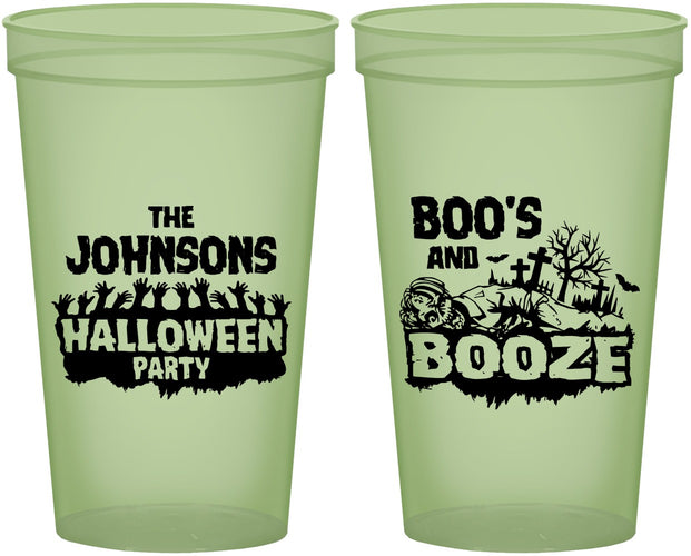 Custom Halloween 22 oz Glow In The Dark Cups - Boos And Booze | 250012