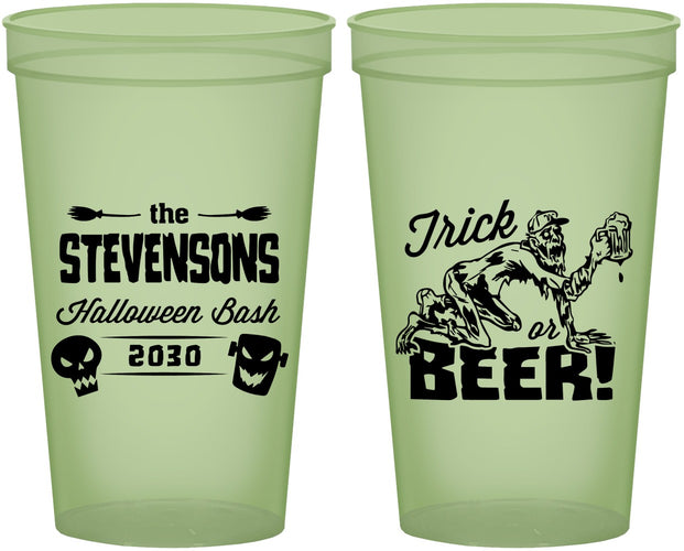 Custom Halloween 22 oz Glow In The Dark Cups - Trick Or Beer | 250021