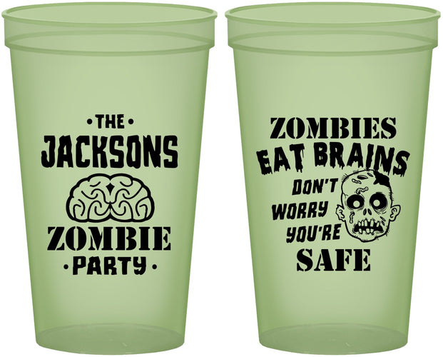 Custom Halloween 22 oz Glow In The Dark Cups - Zombie Brain | 250026