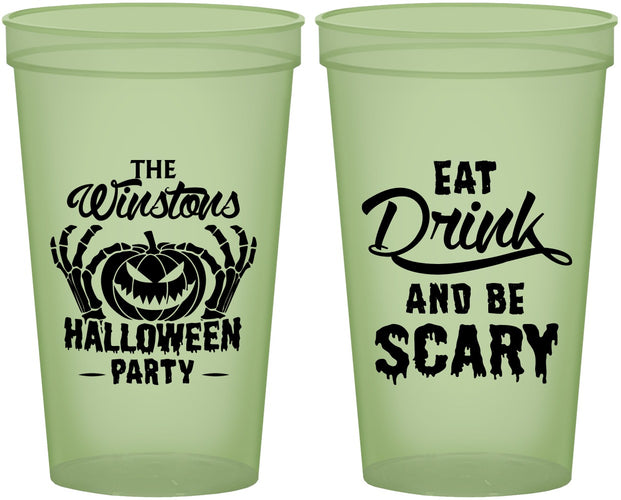 Custom Halloween 22 oz Glow In The Dark Cups - Eat Drink Be Scary | 250033