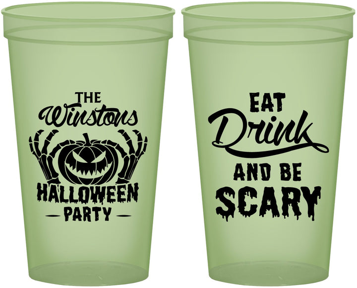 Custom Halloween 22 oz Glow In The Dark Cups - Eat Drink Be Scary | 250033
