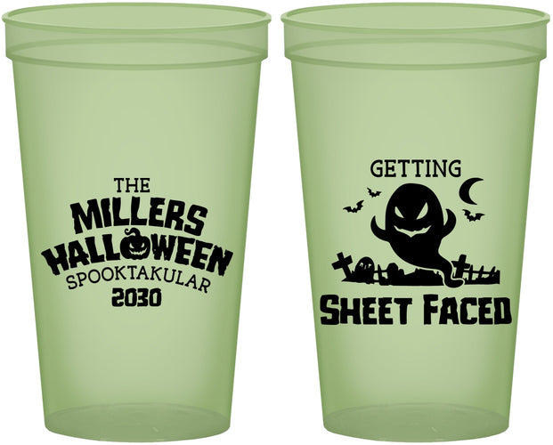Custom Halloween 22 oz Glow In The Dark Cups - Ghost Sheet Faced | 250040