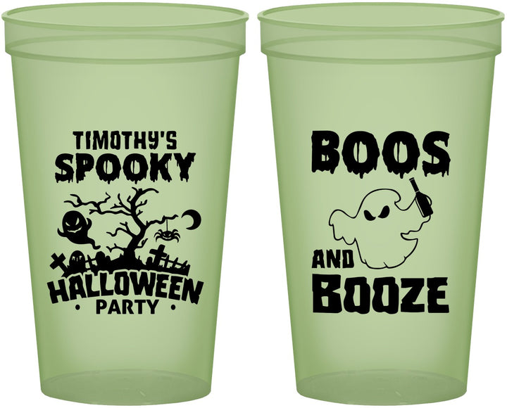 Custom Halloween 22 oz Glow In The Dark Cups - Boos And Booze | 250041