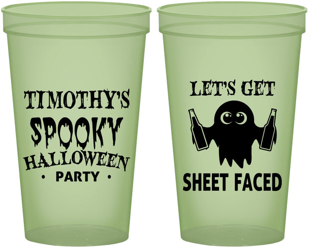 Custom Halloween 22 oz Glow In The Dark Cups - Ghost Sheet Faced | 250044