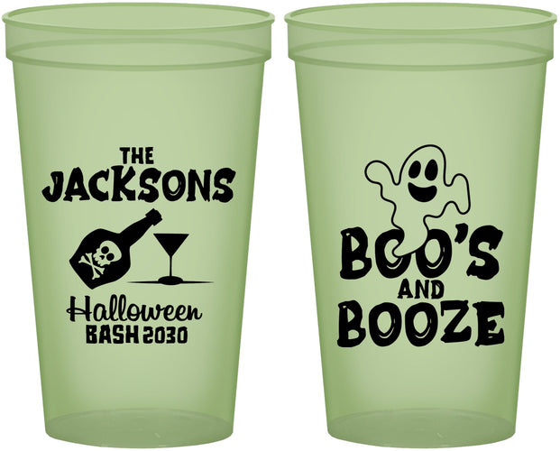 Custom Halloween 22 oz Glow In The Dark Cups - Boos And Booze | 250047