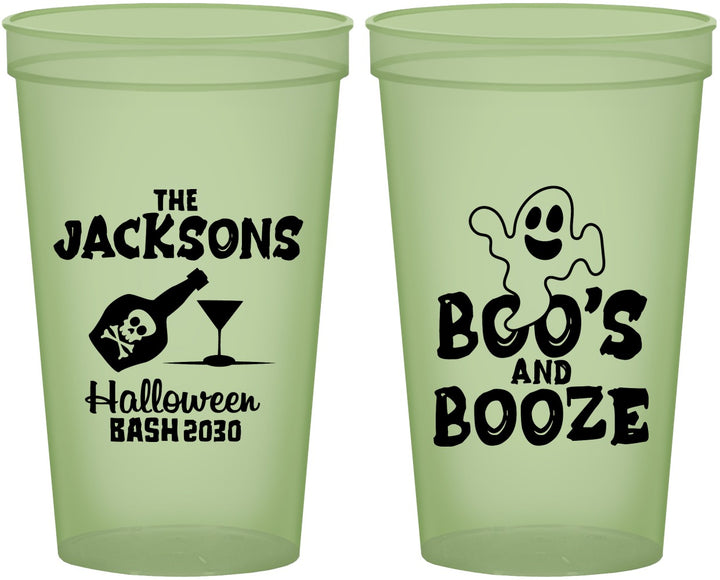 Custom Halloween 22 oz Glow In The Dark Cups - Boos And Booze | 250047