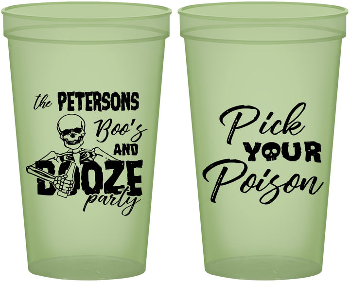 Custom Halloween 22 oz Glow In The Dark Cups - Boos And Booze | 250054