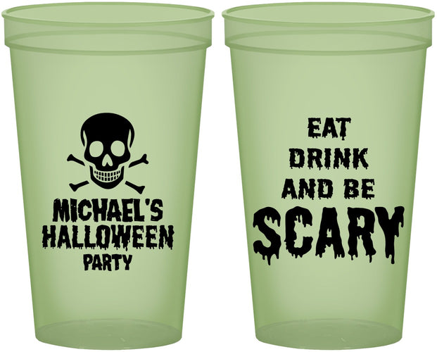 Custom Halloween 22 oz Glow In The Dark Cups - Eat Drink Be Scary | 250059