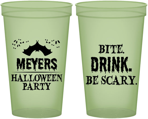 Custom Halloween 22 oz Glow In The Dark Cups - Bite Drink Be Scary | 250082