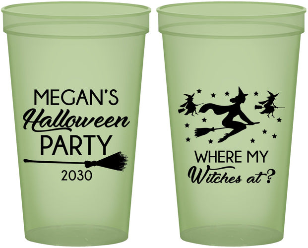 Custom Halloween 22 oz Glow In The Dark Cups - Where My Witches At | 250086