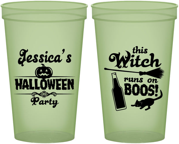 Custom Halloween 22 oz Glow In The Dark Cups - Witch Boos | 250097