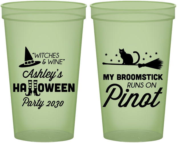 Custom Halloween 22 oz Glow In The Dark Cups - Witch Broomstick | 250098