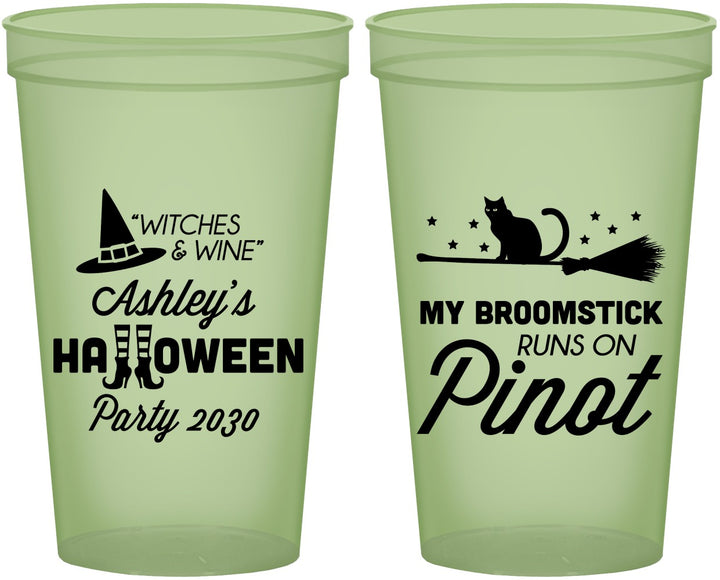 Custom Halloween 22 oz Glow In The Dark Cups - Witch Broomstick | 250098