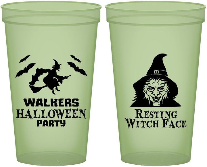 Custom Halloween 22 oz Glow In The Dark Cups - Resting Witch Face | 250099
