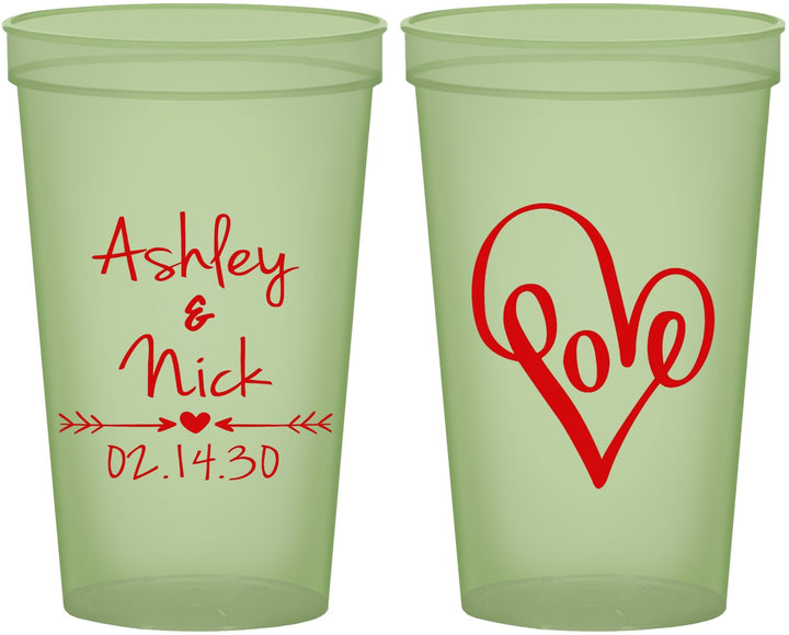 Custom Wedding 22 oz Glow In The Dark Cups - Love | 252