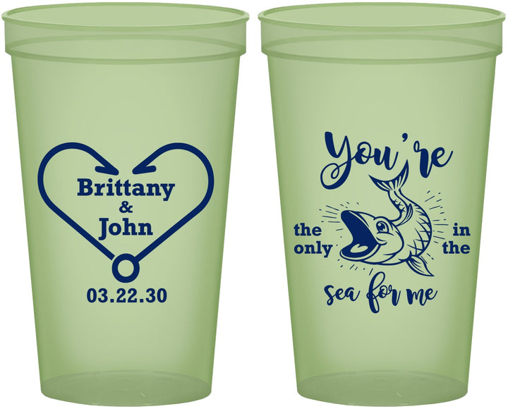 Custom Wedding 22 oz Glow In The Dark Cups - Fish In The Sea For Me | 254