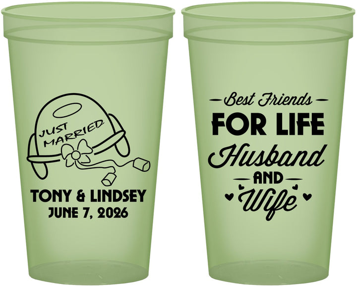 Custom Wedding 22 oz Glow In The Dark Cups - Best Friends For Life | 256