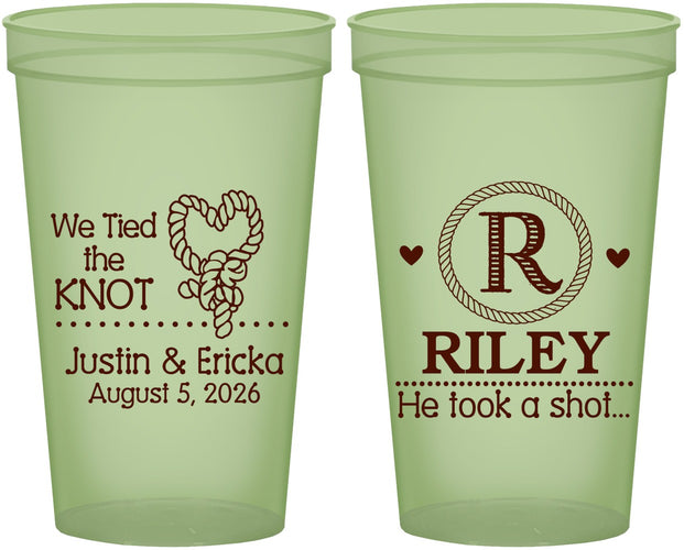 Custom Wedding 22 oz Glow In The Dark Cups - We Tied The Knot | 260