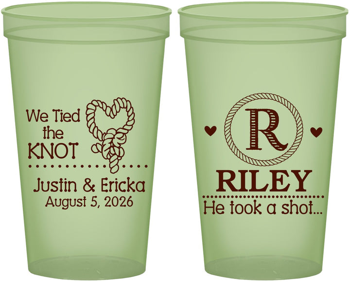 Custom Wedding 22 oz Glow In The Dark Cups - We Tied The Knot | 260