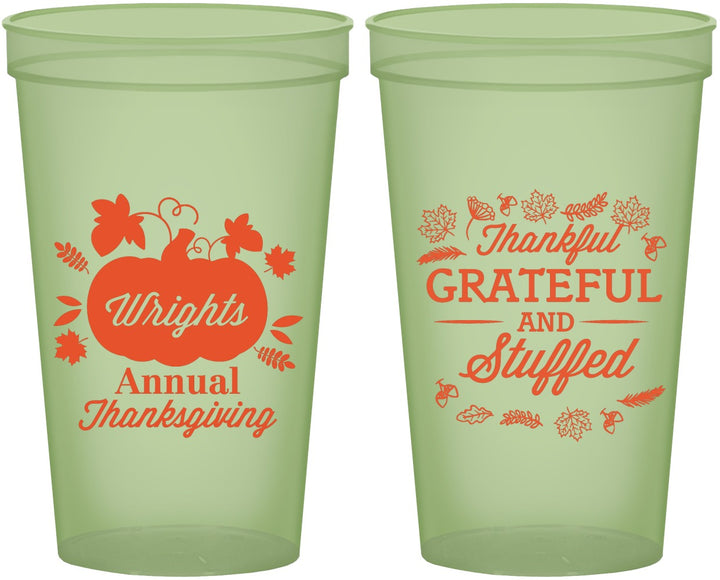 Custom Thanksgiving 22 oz Glow In The Dark Cups - Grateful And Stuffed | 260000