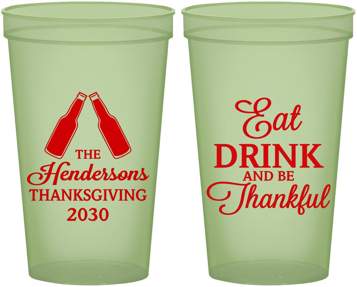 Custom Thanksgiving 22 oz Glow In The Dark Cups - Eat Drink Thankful | 260001