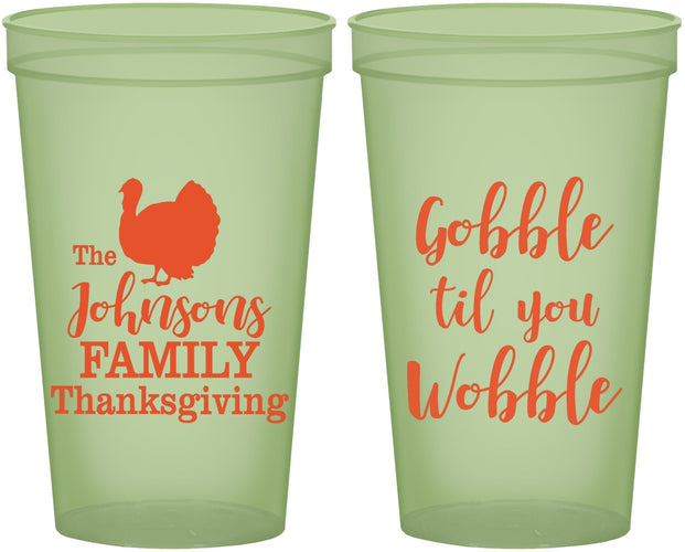 Custom Thanksgiving 22 oz Glow In The Dark Cups - Gobble Til You Wobble | 260004