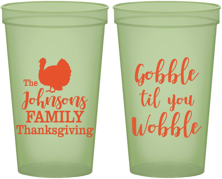 Custom Thanksgiving 22 oz Glow In The Dark Cups - Gobble Til You Wobble | 260004