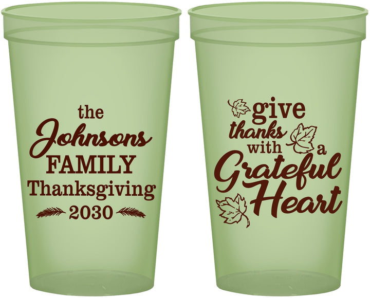 Custom Thanksgiving 22 oz Glow In The Dark Cups - Grateful | 260006