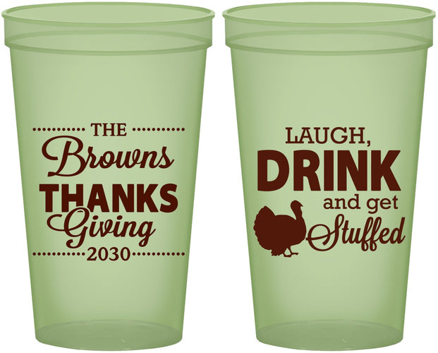 Custom Thanksgiving 22 oz Glow In The Dark Cups - Laugh Drink Stuffed | 260007