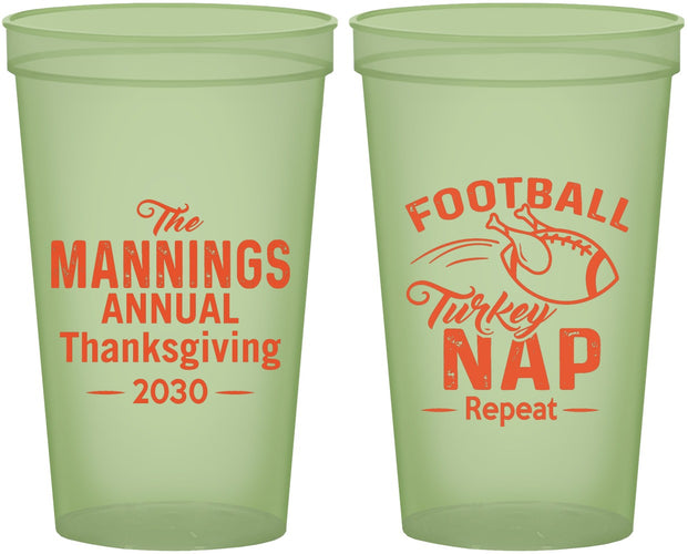 Custom Thanksgiving 22 oz Glow In The Dark Cups - Football Turkey | 260012