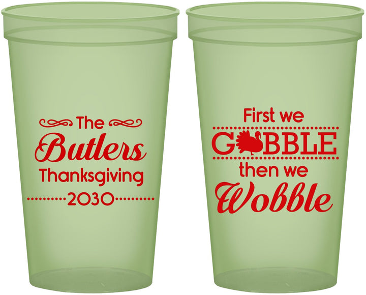 Custom Thanksgiving 22 oz Glow In The Dark Cups - Gobble Til You Wobble | 260013