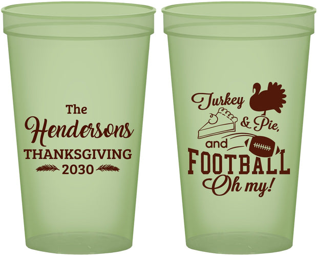 Custom Thanksgiving 22 oz Glow In The Dark Cups - Football Turkey | 260014