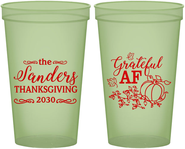 Custom Thanksgiving 22 oz Glow In The Dark Cups - Grateful Af | 260017