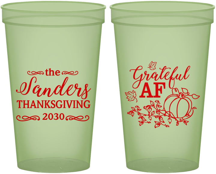 Custom Thanksgiving 22 oz Glow In The Dark Cups - Grateful Af | 260017