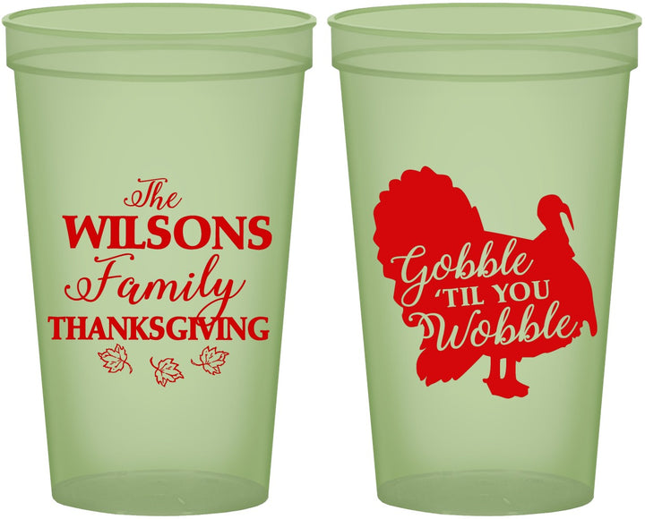 Custom Thanksgiving 22 oz Glow In The Dark Cups - Gobble Til You Wobble | 260025
