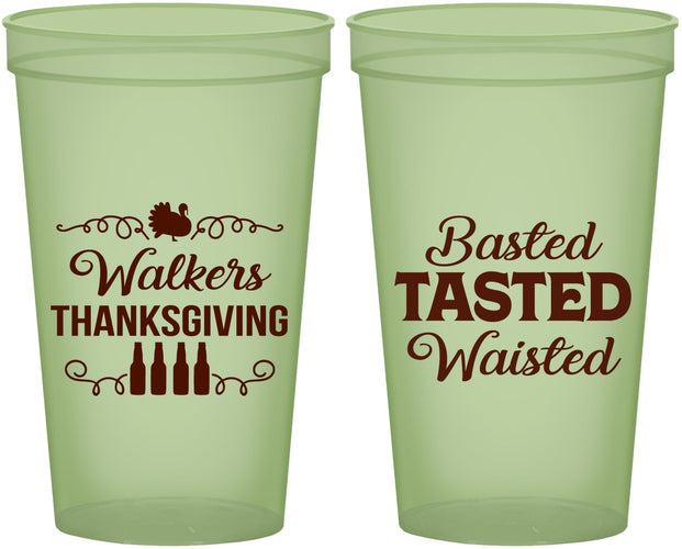 Custom Thanksgiving 22 oz Glow In The Dark Cups - Basted Tasted Waisted | 260027