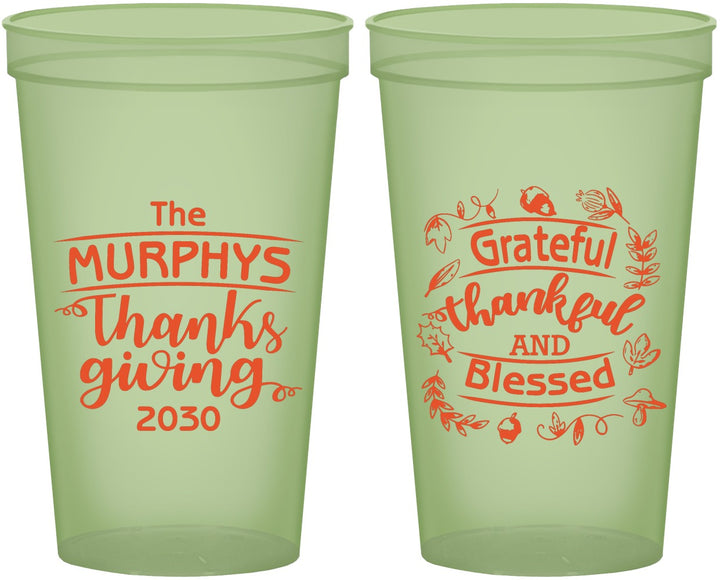 Custom Thanksgiving 22 oz Glow In The Dark Cups - Grateful Blessed | 260028