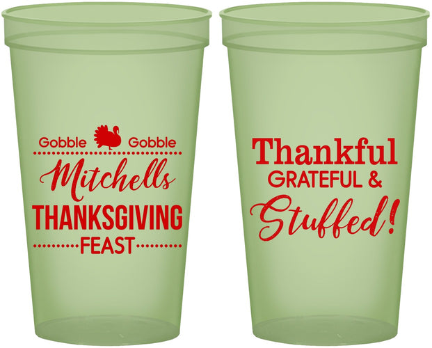 Custom Thanksgiving 22 oz Glow In The Dark Cups - Thankful Stuffed | 260029